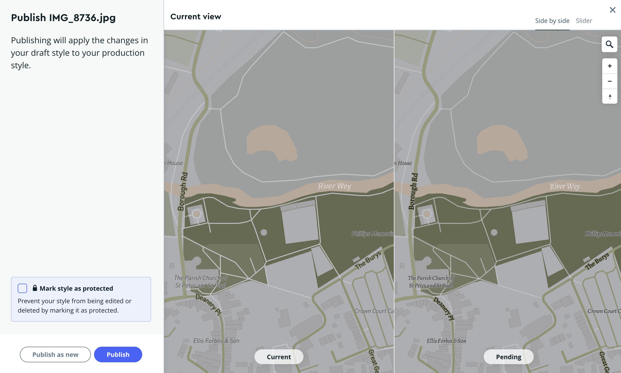 A screenshot of the publishing process in Mapbox.