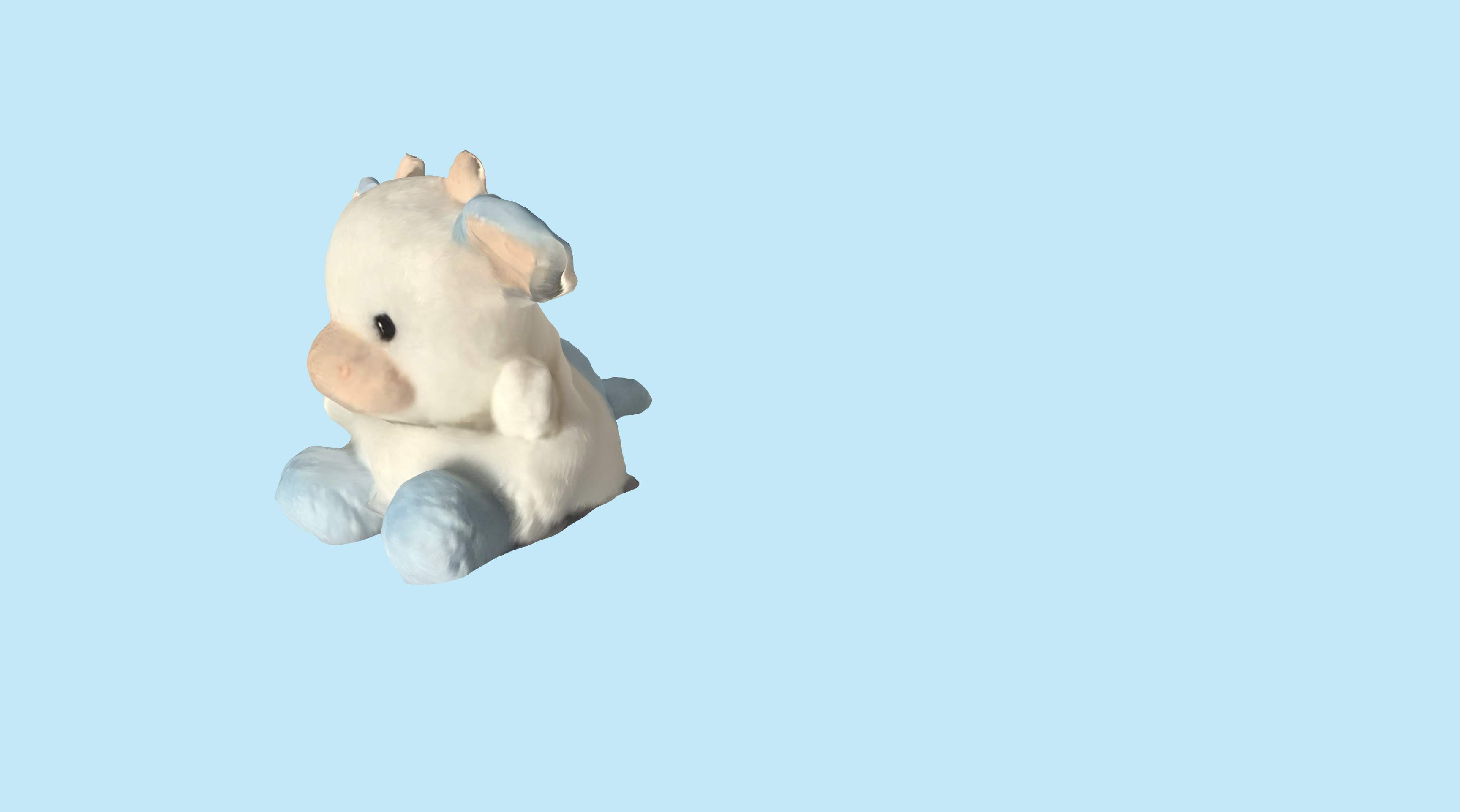 The cow 3D model displayed on the live site with a light blue background.
