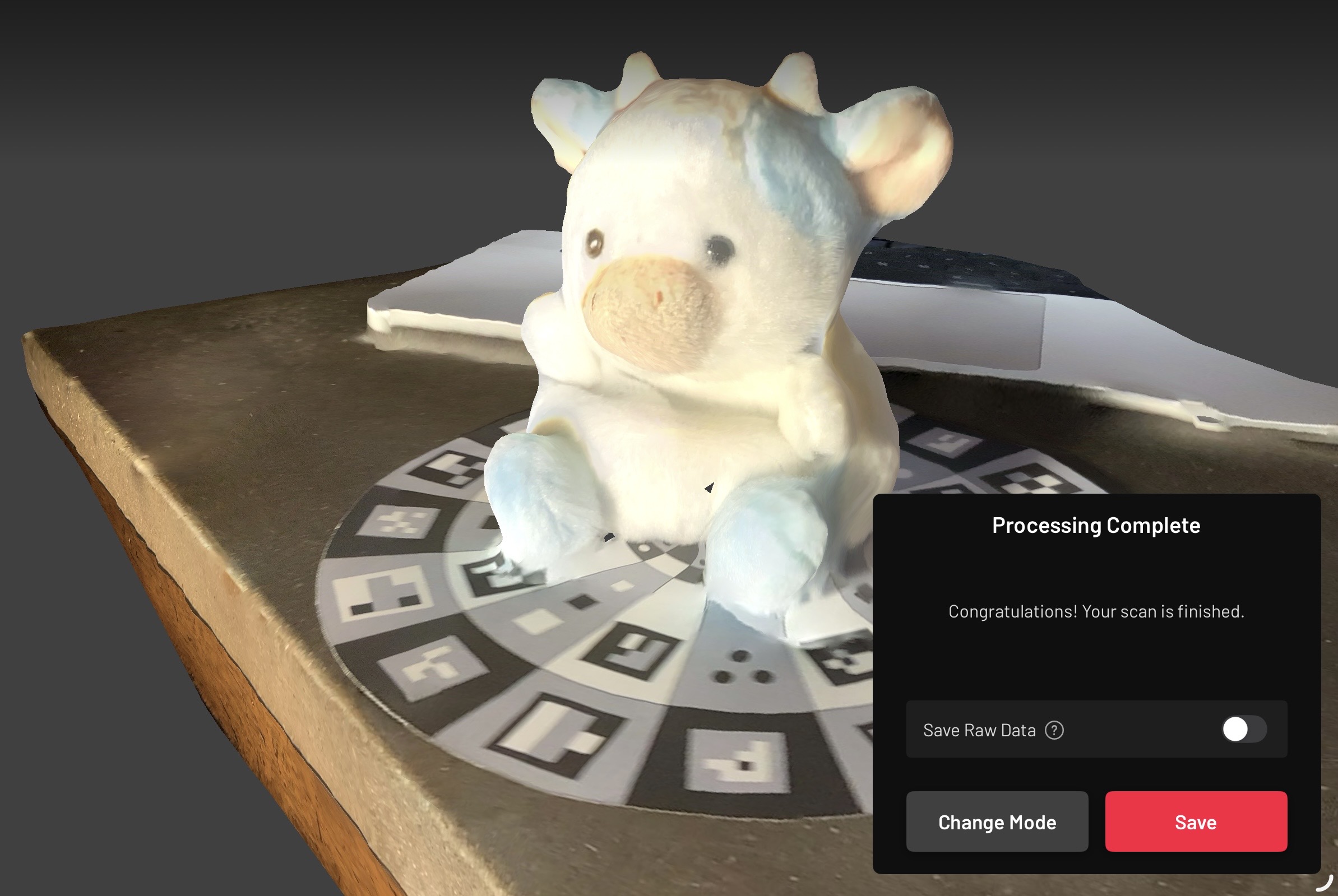 A failed attempt at scanning a cow as an object.