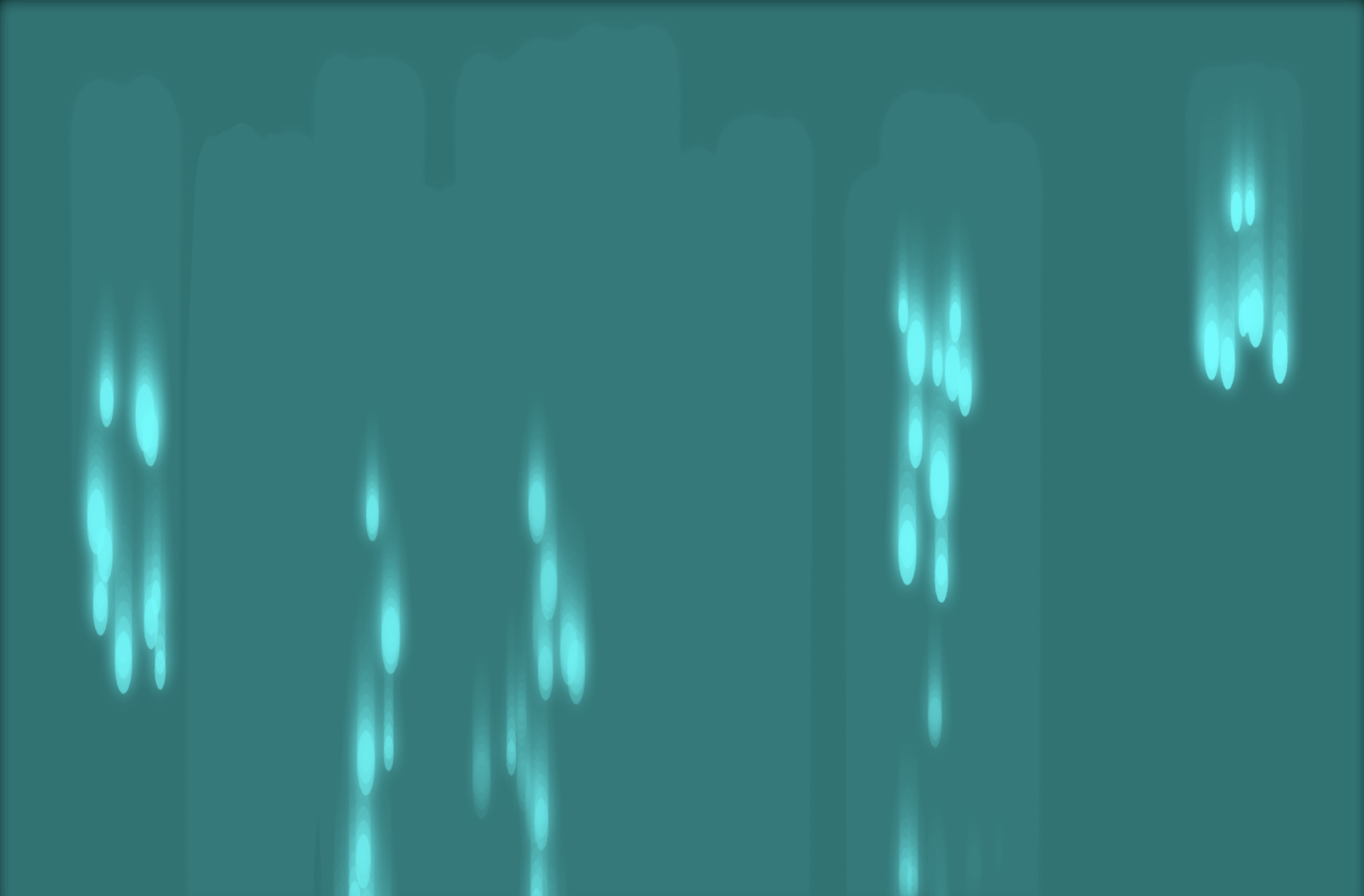 A screenshot of experimenting with the Makey Makey and rainfall that appear upon clicking..