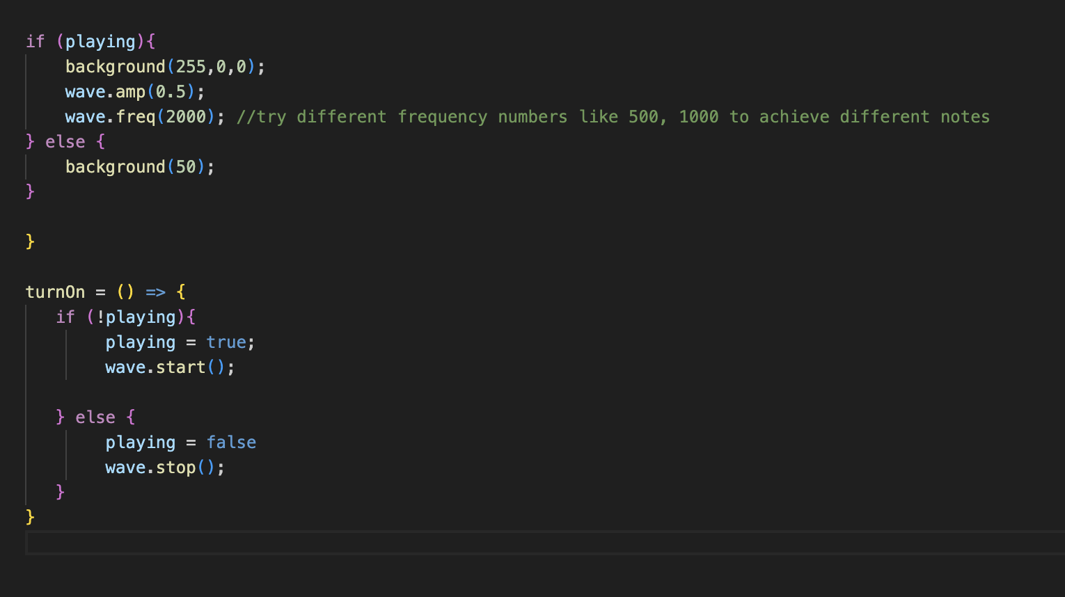 Changing the frequency on the Tutorail 1 code.